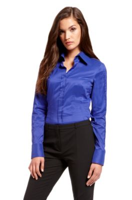 'Bashina ' | Cotton-Blend Shirt, Open Blue