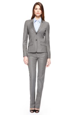 BOSS Stretch-Wool Silver Pant Suit