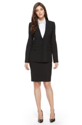 BOSS Stretch-Wool Black Skirt Suit