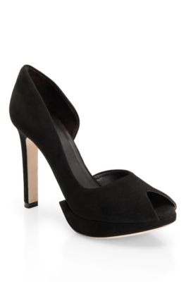 Suede Peep-Toe &lsquo;Sylvie&rsquo; Platform Pump, Black