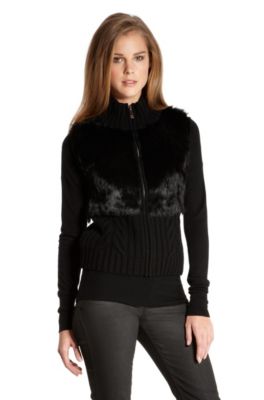 Slim Fit Fur & Cable Knit 'Wimcena' Vest