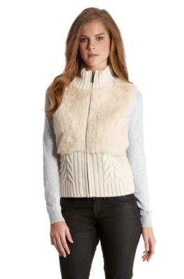 Slim Fit Fur & Cable Knit 'Wimcena' Vest