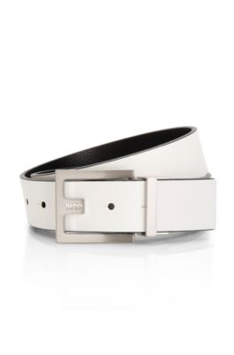 Leather 'Fleming-U' Reversible Belt, Natural