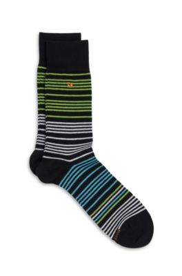Striped 'RS Design' Casual Socks, Black