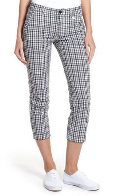 Check-print Stretch-Cotton 'Heva-W' Cropped Pant, Black