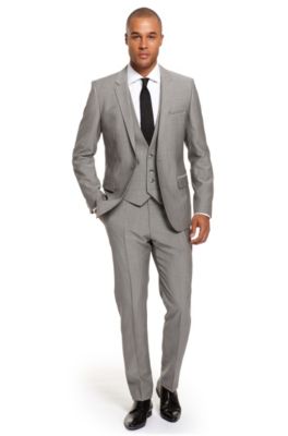 Extra Slim Fit Three-Piece &lsquo;Arent/Wang/Hamen&rsquo; Suit, Medium Grey