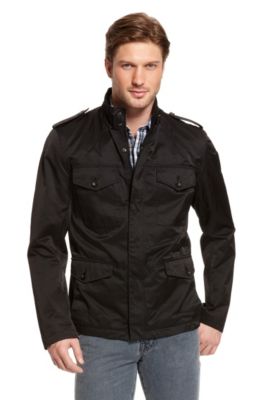 Coated Trench-Style Cotton-Blend 'Oxann-W' Jacket, Black
