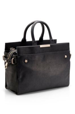 Leather Top Handle &lsquo;Treys&rsquo; Bag, Black