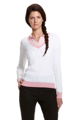 Cable-Knit 'VENO' Sweater, White