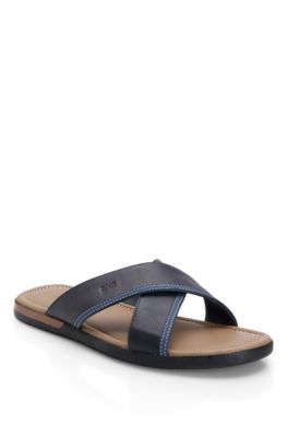 Leather Criss-Cross &lsquo;Melvio&rsquo; Sandals, Navy