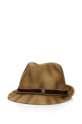 Woven Fedora 'Filo1' Hat, Light Beige