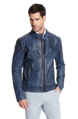 Leather 'Lokto' Jacket, Open Blue