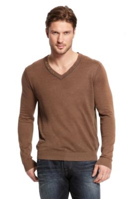 V-neck Linen 'Abun' Sweater, Light Beige
