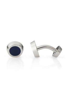'Simony' | Brass and Enamel Cufflink, Navy