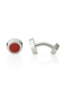 'Simony' | Brass and Enamel Cufflink, Bright Red