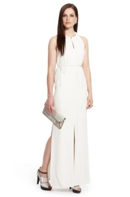 Multi-slit Crepe Maxi 'Dallis' Dress, Open Beige