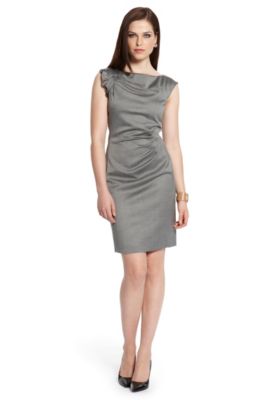 Gathered Shoulder Stretch Wool 'DaPerla' Dress