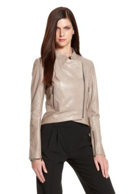 Leather 'Lagitta' Jacket, Dark Beige