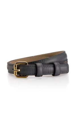 Leather 'Gemila-P' Belt, Medium Grey