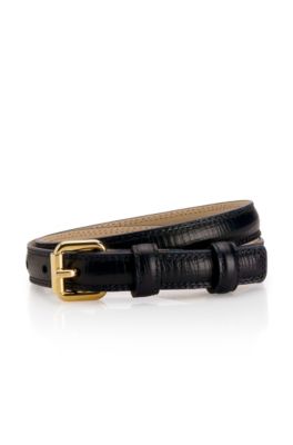 Leather 'Gemila-P' Belt, Navy