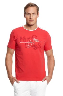 Graphic Motif 'Tedek' T-Shirt, Bright Red