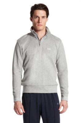 Neck Zip 'Sweat' Sweatshirt, Light/Pastel Grey