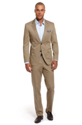 Modern Fit Cotton 'The James/Sharp' Suit, Open Brown
