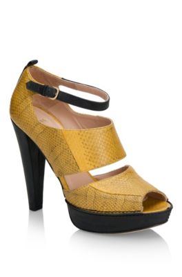 Snakeskin Platform 'Nurabi-E' Sandal, Dark Yellow