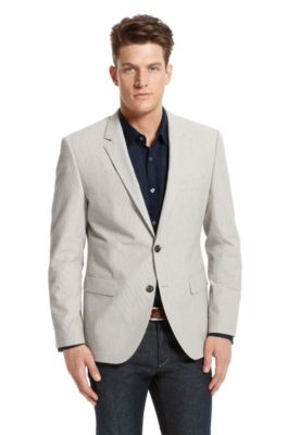 Modern Fit Seersucker &lsquo;The James3&rsquo; Sport Coat by BOSS Black, Open Beige