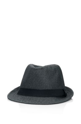 Woven Fedora 'Seliver' Hat, Open Grey