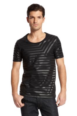 Round Neck Striped 'Dumi' T-Shirt, Black