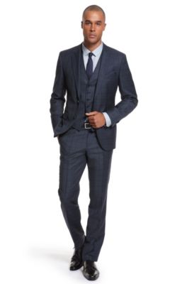 Modern Fit Three-Piece &lsquo;The James/Sharp WE&rsquo; Suit, Dark Blue