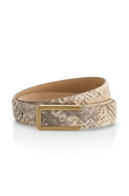 Python-Print Leather &lsquo;Jorgia-E&rsquo; Belt, White