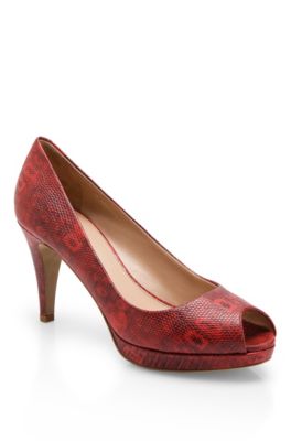 Snake-Print Leather &lsquo;Eldoral&rsquo; Platform Pump, Red