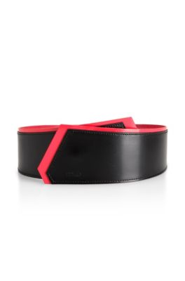 Asymmetric Leather &lsquo;Layle&rsquo; Belt, Black