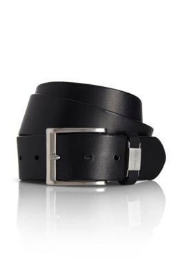 'Connio' | Metal Tab-Detailed Leather Belt, Black