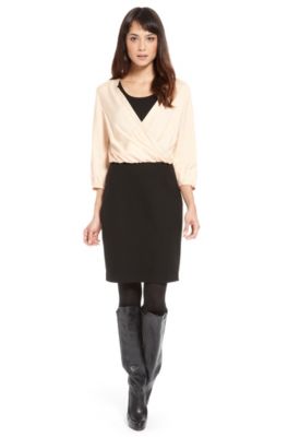 'Aluca' | Two-Tone Faux-Wrap Dress
