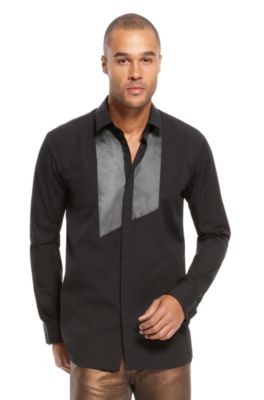 'Ebart' | Slim Fit, Cotton Bib-Front Casual Shirt