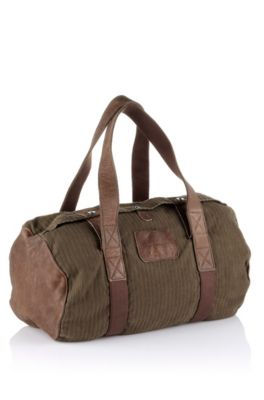 'Lemper' | Leather and Cotton Corduroy Weekender Bag