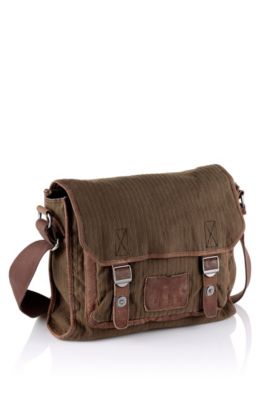 'Lostir' | Leather and Cotton Corduroy Messenger Bag
