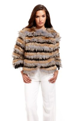 'Coat' | Striped Fur Cropped Coat