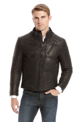'Noji' | Stand Collar Leather Jacket