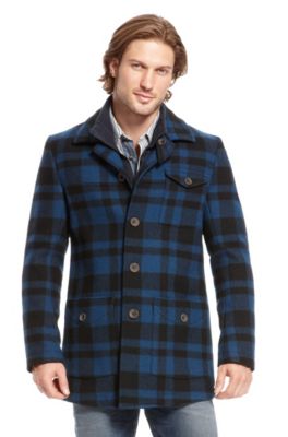 'Off' | Wool-Blend Checked Coat