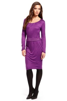 'Dress' | Pleated Neckline Long Sleeve Dress