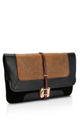 'Clorie' | Suede and Leather Clutch
