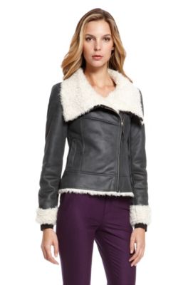 'Ofelia' | Shearling-Trim Faux Leather Jacket