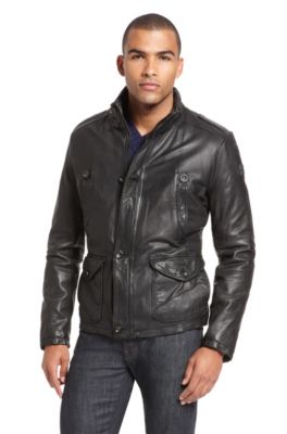 'Joron' | Stand Collar Leather Jacket