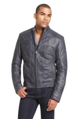 'Larkus' | Stand Collar Leather Jacket