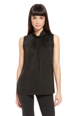 'Celiesa' | Stretch-Silk Mockneck Blouse
