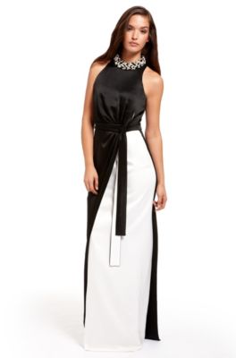 'Denem' | Colorblocked Beaded Neckline Dress
